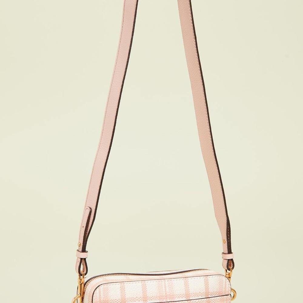 TORY BURCH MCGRAW PLAID LEATHER CAMERA BAG - PINK IN PINK CHECK IN PLAID - Picture 5 of 6